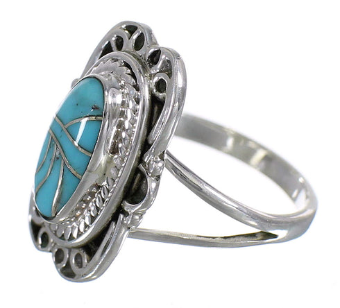 Turquoise Inlay Authentic Sterling Silver Ring Size 5 RX86172